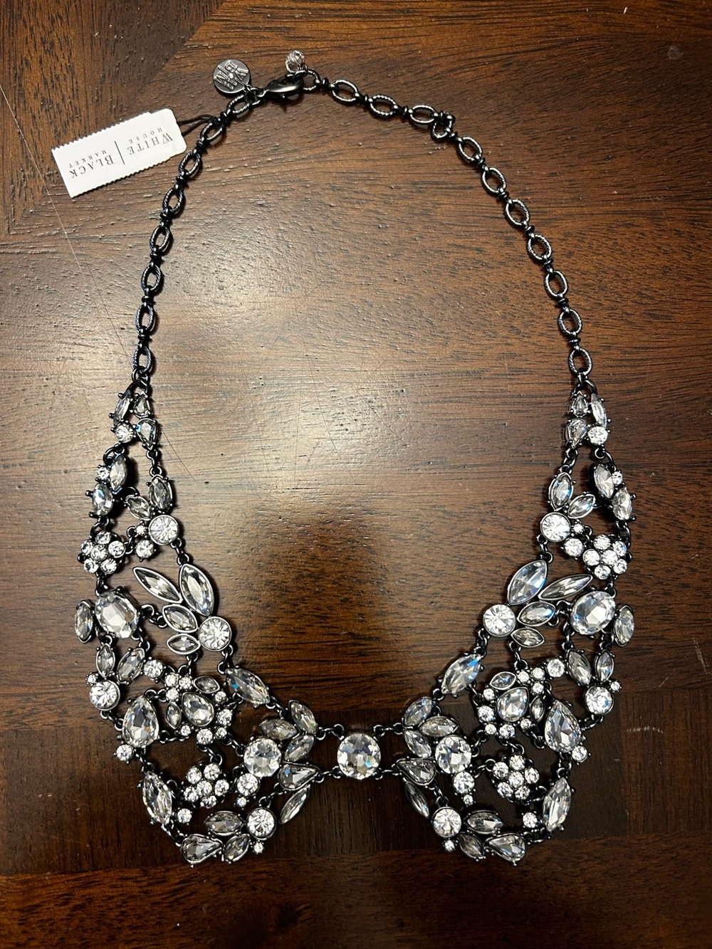 White House Black Market Black and White Crystal Collar Statement Necklace